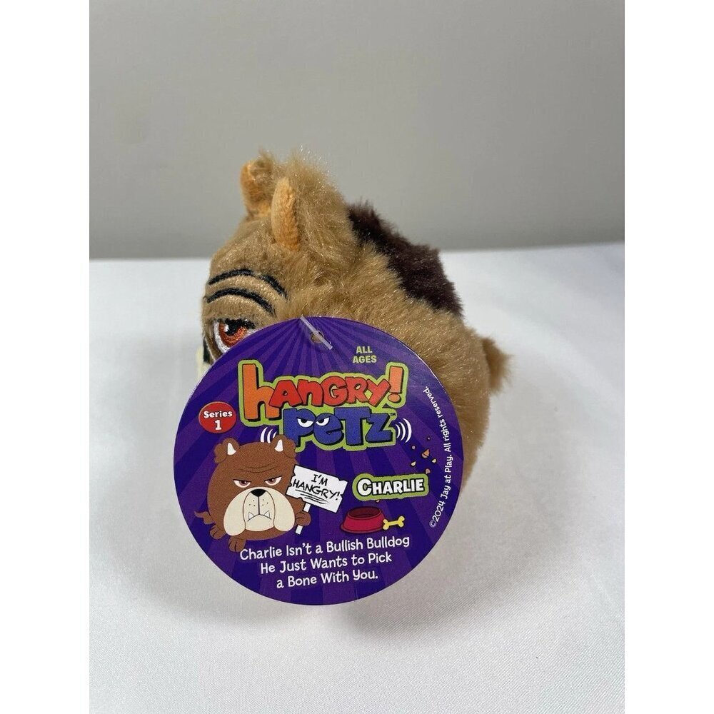New Series 1 Hangry! Petz CHARLIE the Bulldog Bag Clip 4" Mini Plush Keychain To - Picture 2 of 2